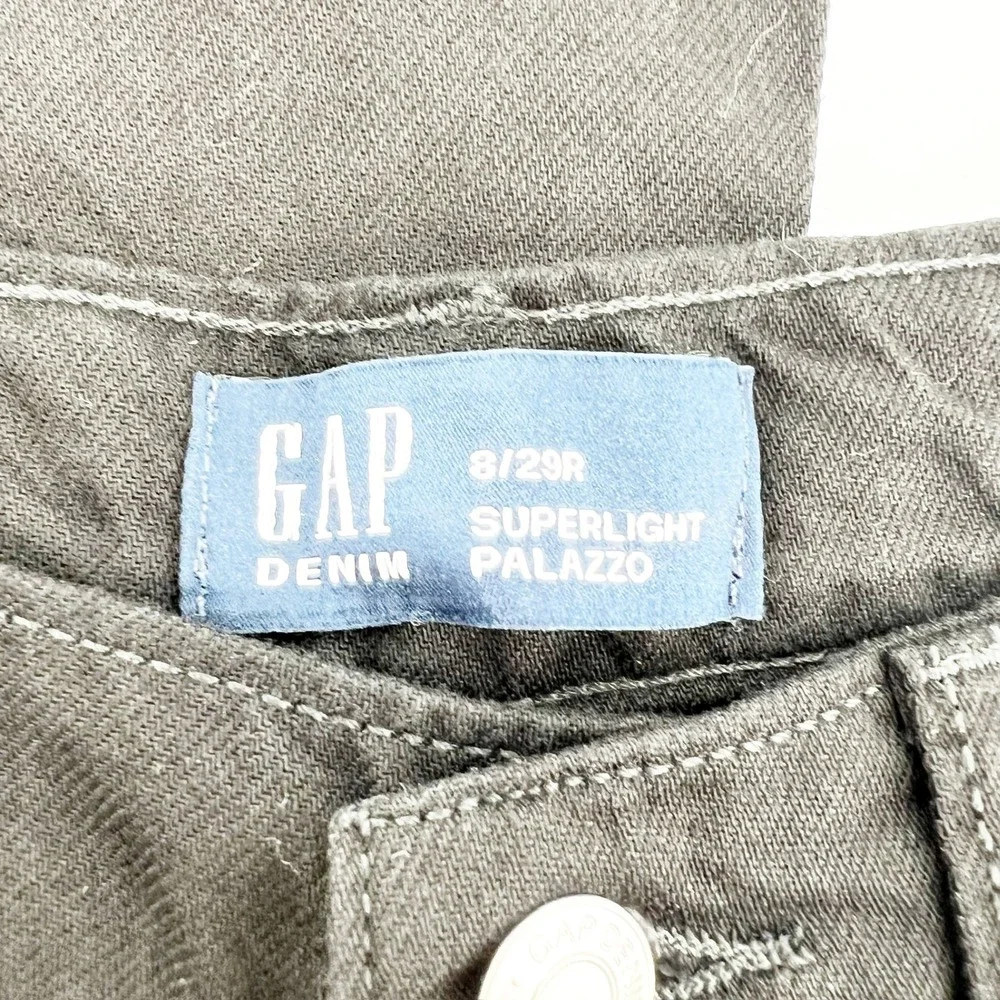GAP Superlight Palazzo Jeans Womens 8/29R Black New Wide Leg High Rise Denim‎